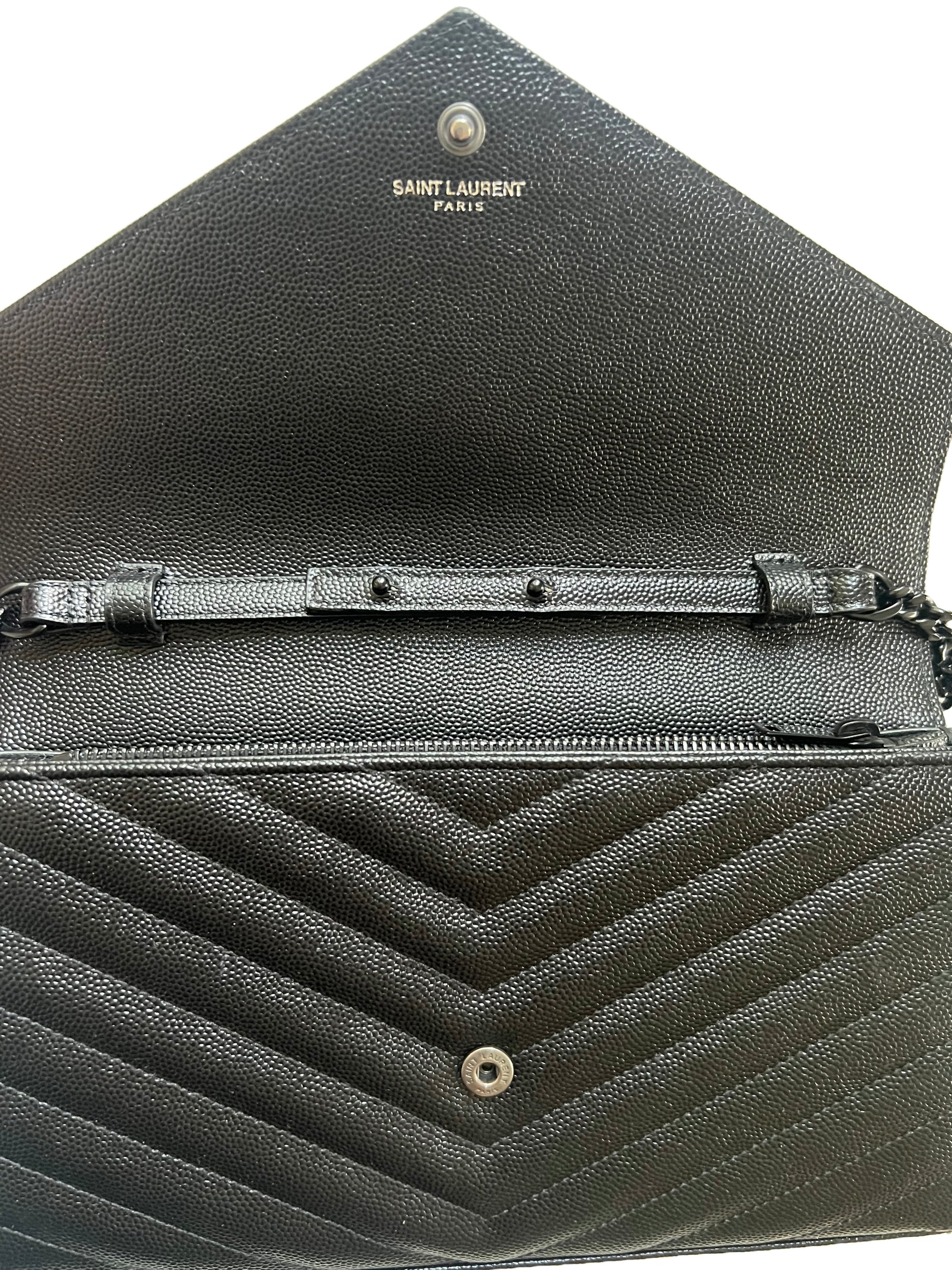 Saint Laurent Cassandra Black Wallet On Chain